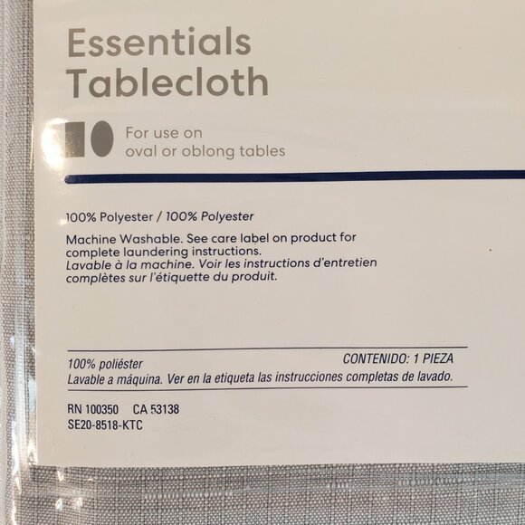 Simply Essential Gray Square Tablecloth 70 “x 70” Bed Bath & Beyond. - Picture 3 of 4